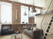 現(xiàn)代舒適北歐風格90平米復式loft客廳吊頂裝修效果圖