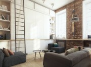 現(xiàn)代舒適北歐風格90平米復式loft客廳背景墻裝修效果圖